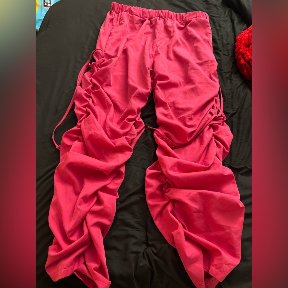 Vibrant Pink Ruched Pants